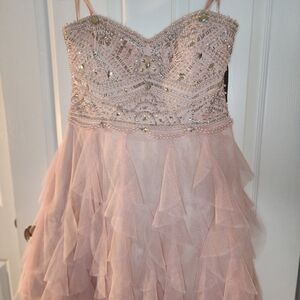 Pink Babydoll Spaghetti Strap Prom Dress